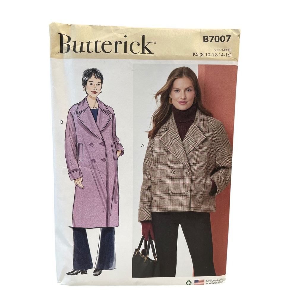 Butterick B7007 Misses' Jacket and Coat Sewing Pattern Size 8-16 UNCUT FF